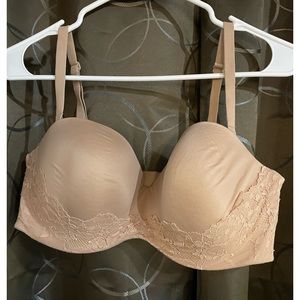 Victoria Secret Tan Strapless 38 DD lined Bra.